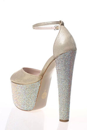 Kadın Moda Şık Fuşya Saten Ökçe Poli Taş Yüksek Topuk Topuklu Düğün Nişan Gece Abiye Ayakkabı