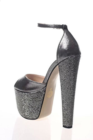 Kadın Moda Şık Fuşya Saten Ökçe Poli Taş Yüksek Topuk Topuklu Düğün Nişan Gece Abiye Ayakkabı