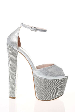 Kadın Moda Şık Fuşya Saten Ökçe Poli Taş Yüksek Topuk Topuklu Düğün Nişan Gece Abiye Ayakkabı