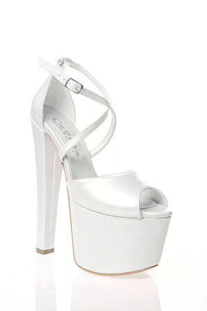 Kadın Moda Şık Sedef Cilt Yüksek Topuk Topuklu Zarif Tasarım Düğün Nişan Gece Abiye Ayakkabı