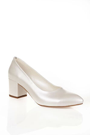 Kadın Moda Şık Sedef Cilt Alçak Topuklu Klasik Ayakkabı Topuklu Düğün Nişan Gece Abiye Ayakkabı