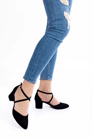 Kadın Moda Şık Siyah Topuklu Ayakkabı Topuklu Zarif Tasarım Düğün Nişan Gece Abiye Ayakkabı