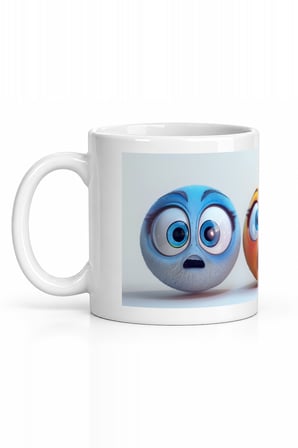 Seramik Kupa Animasyon Yüz Emojileri Baskılı 300 ml Hediyelik Kahve Çay Kupası Özel Tasarım Ofis