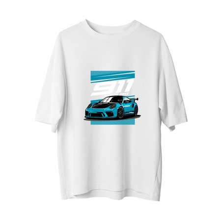 Kadın Oversize Spor Araba Baskılı Tişört Retro Tasarım Rahat Kesim Günlük Giyim Modern Şık Konforlu
