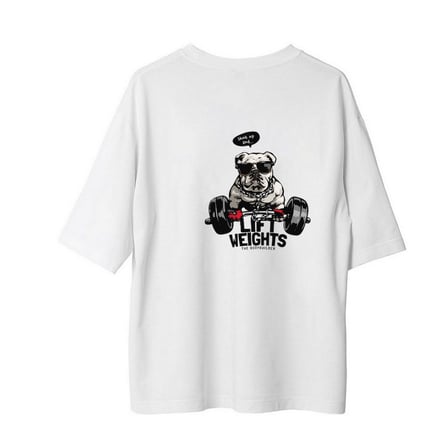 Erkek Oversize Spor Baskılı Tişört Halter Kaldırma Motivasyon Grafik Günlük Rahat Kesim Modern Şık