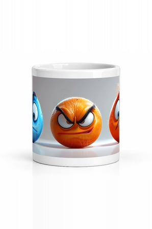 Seramik Kupa Duygusal Emoji Karakterler Baskılı 300 ml Hediyelik Kahve Çay Kupası Özel Tasarım