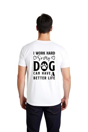 Erkek %100 Pamuk Köpek Sevgisi Temalı Baskılı Tişört Kısa Kollu Yuvarlak Yaka Rahat Kesim Günlük