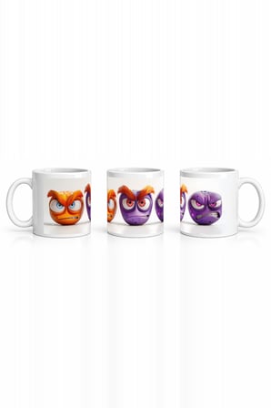 Seramik Kupa Öfkeli Emoji Saçlar Baskılı 300 ml Hediyelik Kahve Çay Kupası Özel Tasarım Kahve Kupası