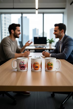 Seramik Kupa Yaramaz Canavar Karakterleri Baskılı 300 ml Hediyelik Kahve Çay Kupası Özel Tasarım