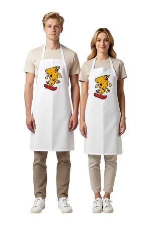 Unisex Mutfak Aşçı Önlüğü Kaykay Pizza Baskılı Çocuk Dostu Eğlenceli Tasarım Canlı Renkli Günlük
