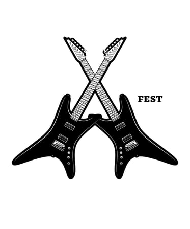 Erkek Rock Fest Müzik Festivali Baskılı Tişört Çapraz Gitar Motifli Rahat Kesim Günlük Modern Şık