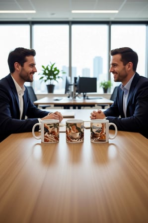 Seramik Kupa Kahve Sanat Temalı Baskılı 300 ml Hediyelik Ofis Çay Kupası Özel Tasarım Kahve Kupası