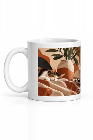 Seramik Kupa Kahve Sanat Temalı Baskılı 300 ml Hediyelik Ofis Çay Kupası Özel Tasarım Kahve Kupası