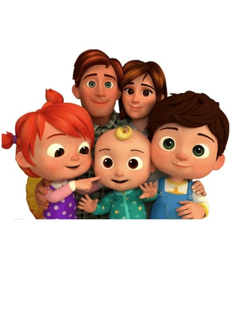 Karikatür Aile Sarı Kıvırcık Bebek Baskılı Çocuk Tişört