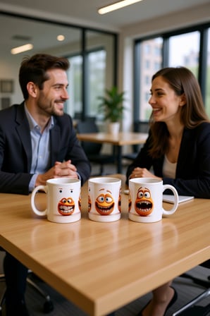 Seramik Kupa Komik Diş Gülüşü Karakterli Baskılı 300 ml Hediyelik Kahve Çay Bardağı Özel Tasarım