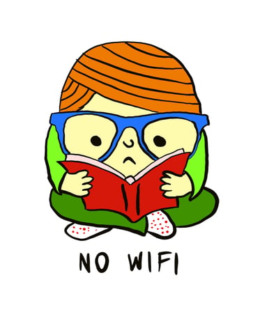 WiFi Yok Okuma Zaman Saati Baskılı Çocuk Tişört