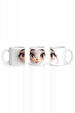 Seramik Kupa Fantazi Kız Portresi Baskılı 300 ml Hediyelik Kahve Çay Kupası Özel Tasarım Çay Bardağı