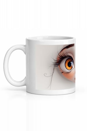 Seramik Kupa Fantazi Kız Portresi Baskılı 300 ml Hediyelik Kahve Çay Kupası Özel Tasarım Çay Bardağı