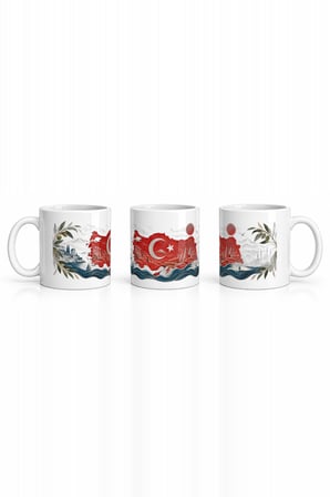 Seramik Kupa Türkiye Haritası Baskılı 300 ml Hediyelik Kahve Çay Kupası Ofis Ev Özel Tasarım