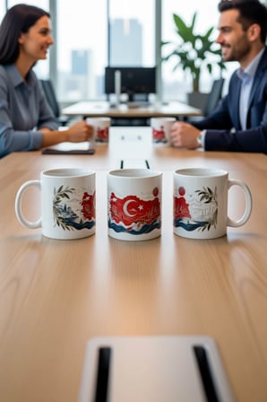 Seramik Kupa Türkiye Haritası Baskılı 300 ml Hediyelik Kahve Çay Kupası Ofis Ev Özel Tasarım