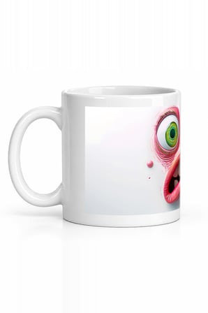 Seramik Kupa Şaşkın Fantastik Yüz Baskılı 300 ml Hediyelik Kahve Çay Kupası Özel Tasarım Çay Bardağı