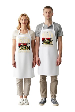 Unisex Mutfak Önlüğü Pizza Baskılı Retro Tasarım Dijital Baskı Rahat Kesim Günlük Modern Şık Zarif