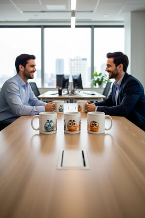 Seramik Kupa Sevimli Yüz Koleksiyonu Baskılı 300 ml Hediyelik Kahve Çay Kupası Özel Tasarım Ofis