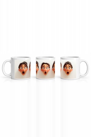 Seramik Kupa Şaşkın Yüzler Temalı Baskılı 300 ml Komik Mizah Hediyelik Kahve Çay Özel Tasarım