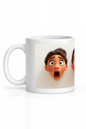 Seramik Kupa Şaşkın Yüzler Temalı Baskılı 300 ml Komik Mizah Hediyelik Kahve Çay Özel Tasarım