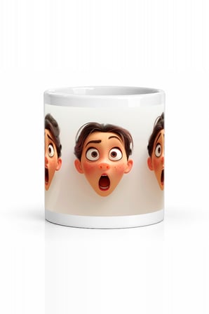 Seramik Kupa Şaşkın Yüzler Temalı Baskılı 300 ml Komik Mizah Hediyelik Kahve Çay Özel Tasarım