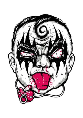 Erkek Oversize Tişört %100 Pamuk Gotik Horror Bebek Emzik Baskılı Sanat Tasarımı Rahat Kesim Günlük