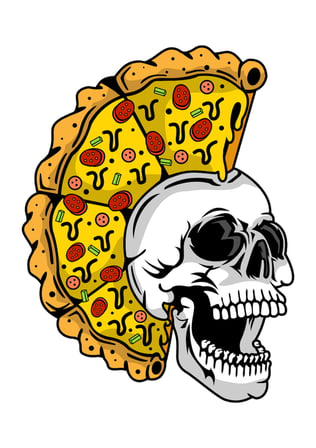 Kadın Grafik Baskılı Rahat Kesim Tişört Pizza Kafatası Desenli Kısa Kollu Yuvarlak Yaka Günlük Şık