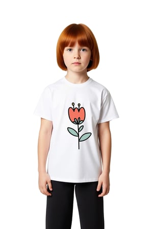 Kalp Şeklinde Çiçek - Tulip Motifi Baskılı Çocuk Tişört