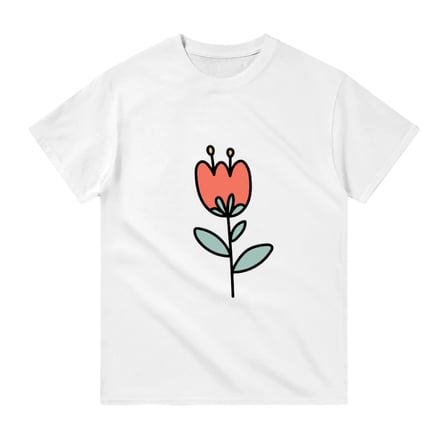 Kalp Şeklinde Çiçek - Tulip Motifi Baskılı Çocuk Tişört