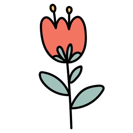 Kalp Şeklinde Çiçek - Tulip Motifi Baskılı Çocuk Tişört
