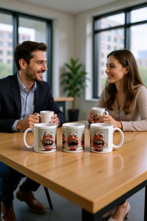 Seramik Kupa Fantastik Yaratık Baskılı 300 ml Hediyelik Özel Tasarım Kahve Çay Bardağı Özel Tasarım