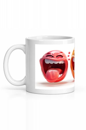 Seramik Kupa Dilli Emoji Grubu Baskılı 300 ml Eğlenceli Hediyelik Kahve Çay Bardağı Özel Tasarım