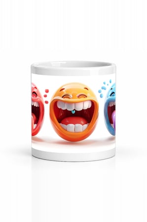 Seramik Kupa Dilli Emoji Grubu Baskılı 300 ml Eğlenceli Hediyelik Kahve Çay Bardağı Özel Tasarım