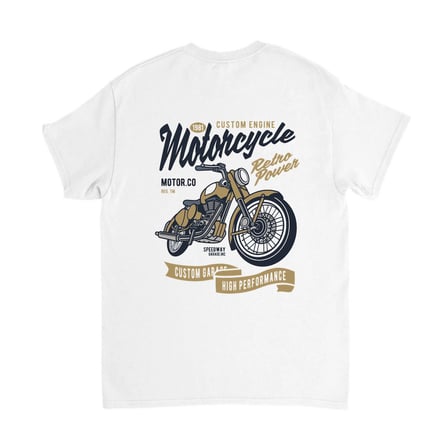 Erkek Vintage Motosiklet Baskılı Tişört Custom Engine Retro Stil Rahat Kesim Günlük Modern Şık Zarif