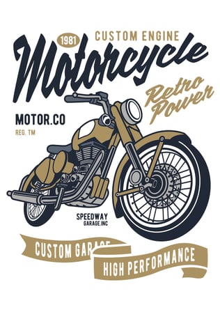 Erkek Vintage Motosiklet Baskılı Tişört Custom Engine Retro Stil Rahat Kesim Günlük Modern Şık Zarif