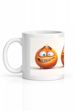 Seramik Kupa Komik Portakal Karakterler Baskılı 300 ml Hediyelik Kahve Çay Kupası Özel Tasarım