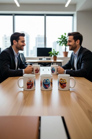 Seramik Kupa Komik Dil Çıkaran Karakterler Baskılı 300 ml Hediyelik Ofis Kahve Çay Özel Tasarım