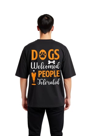 Köpekler Hoşgeldiniz Vintage Stil Baskılı Erkek Oversize Tişört