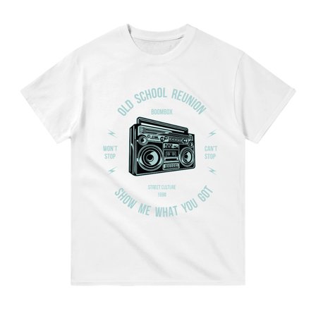 Eski Okul Boom-Box Müzik Nostalji Baskılı Erkek Tişört