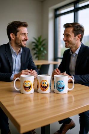 Seramik Kupa Dişli Gülümseyen Canavar Baskılı 300 ml Eğlenceli Hediyelik Kahve Çay Kupası Ofis
