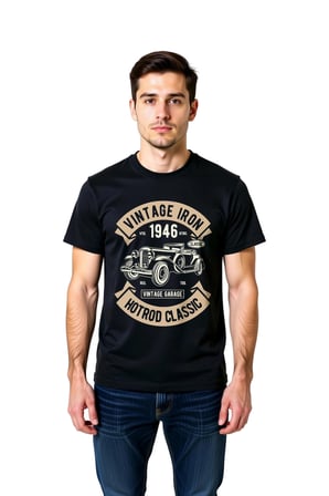 Klasik Vintage Araba 1946 Baskılı Erkek Tişört