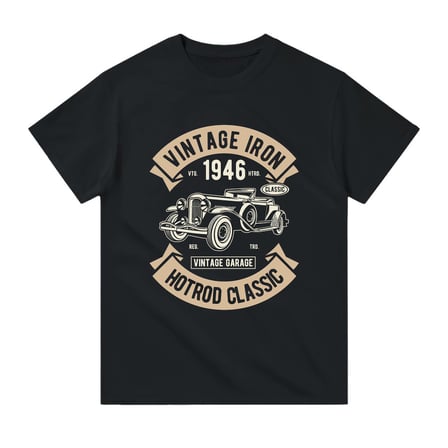 Klasik Vintage Araba 1946 Baskılı Erkek Tişört