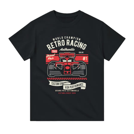 Erkek Retro Yarış Baskılı Tişört %100 Pamuk Crew Neck Kısa Kol Grand Prix Tasarım Günlük Rahat Şık