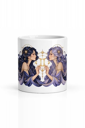 Seramik Kupa İkizler Burcu Baskılı 300 ml Hediyelik Kahve Çay Kupası Özel Tasarım Özel Tasarım