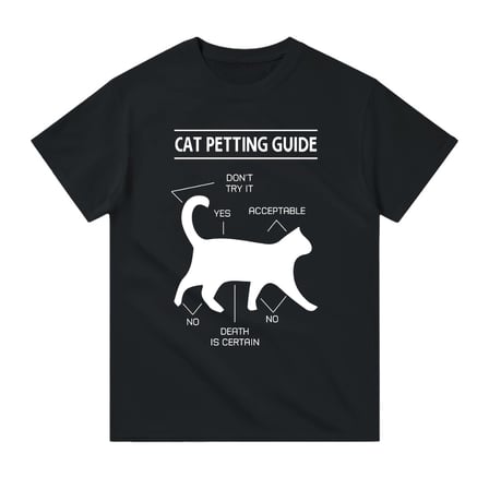 Erkek Kedi Okşama Rehberi Grafik Baskılı Kısa Kollu Günlük Tişört Komik Tasarım Rahat Modern Şık